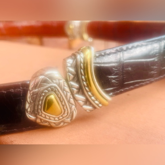 Brighton Marcus Two-Tone Reversible Twist Belt Convertible Brown Black Silver - Picture 11 of 12